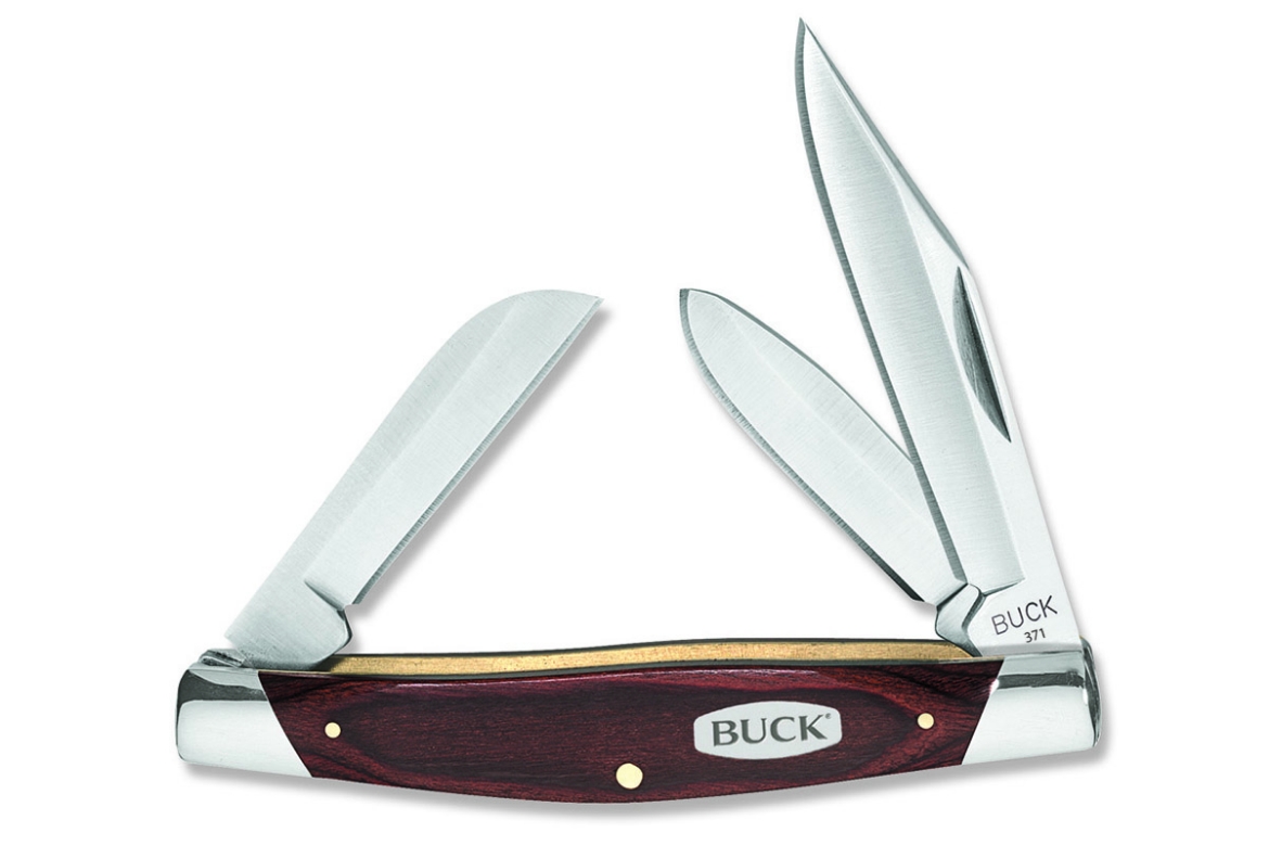 Picture of BUCK STOCKMAN 3 BLADE, WOODGRAIN HANDLE  CAT#5718